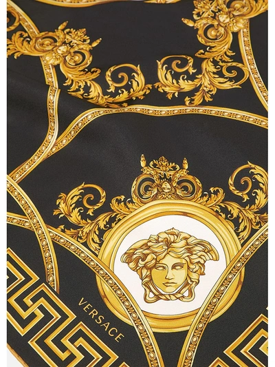 Shop Versace La Coupe Des Dieux Print Silk Scarf In Nero Bianco