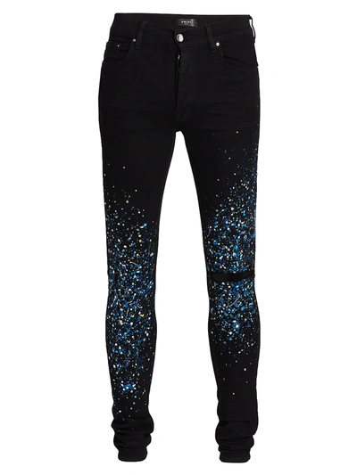 Shop Amiri Splatter Paint Skinny Jeans In Black