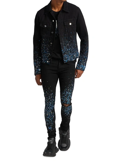 Shop Amiri Splatter Paint Skinny Jeans In Black