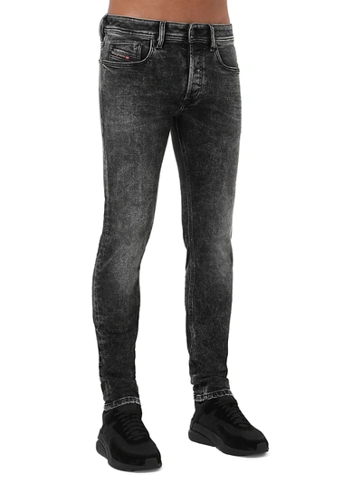 Shop Diesel Sleenker Low-rise Skinny Jeans In Grey Black