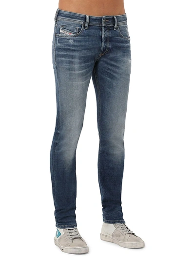 Shop Diesel Sleenker Low-rise Skinny Jeans In Blue