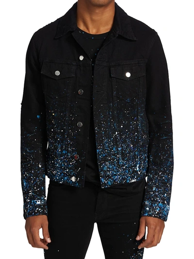 Amiri Crystal Paint Splatter detail Denim Jacket In Black ModeSens