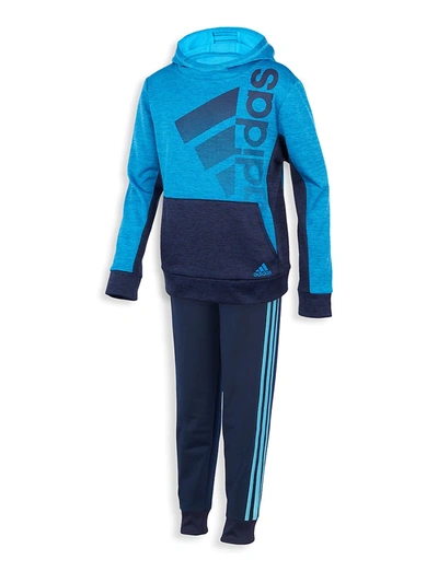 Shop Adidas Originals Boy's Three-stripe Jogger Pants In Navy Aqua