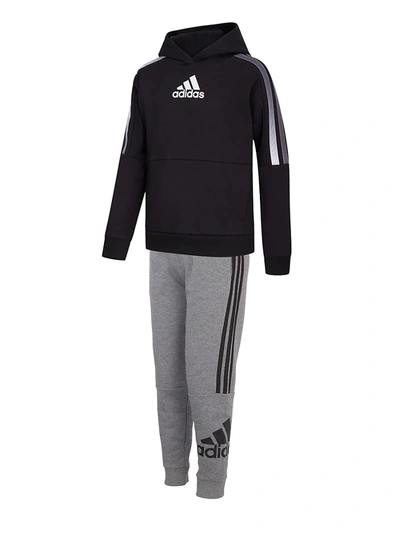 Shop Adidas Originals Boy's Three-stripe Logo Jogger Pants In Grey