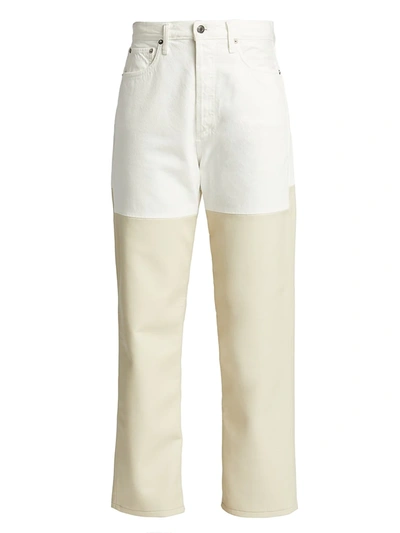 Shop Agolde Women's Pieced 90's High-rise Pinch-waist Straight-leg Jeans In White