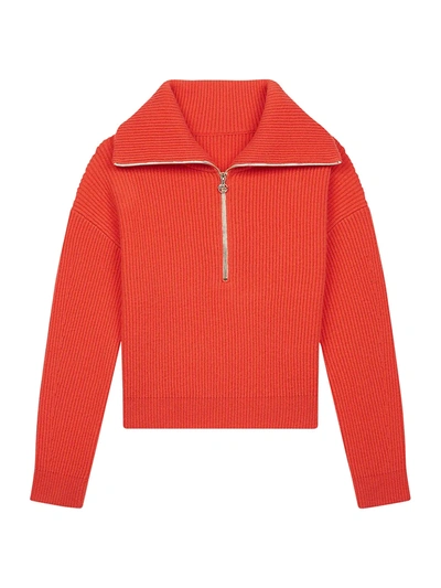 Shop Maje Matelot Ribbed Wool Sweater In Orange