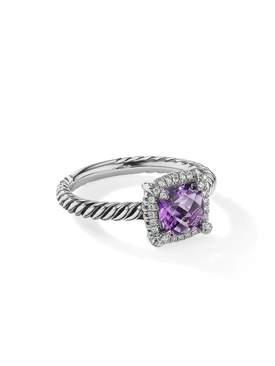 Shop David Yurman Women's Petite Châtelaine Pavé Bezel Ring With Diamonds In Amythyst