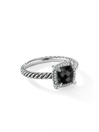 Shop David Yurman Women's Petite Châtelaine Pavé Bezel Ring With Diamonds In Black Onyx