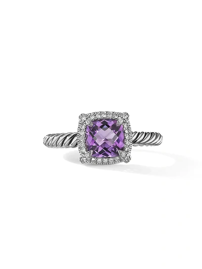 Shop David Yurman Women's Petite Châtelaine Pavé Bezel Ring With Diamonds In Amythyst