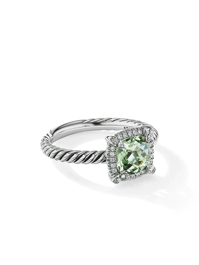 Shop David Yurman Women's Petite Châtelaine Pavé Bezel Ring With Diamonds In Prasiolite