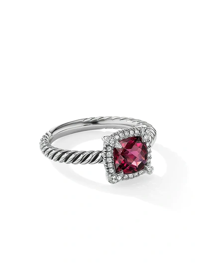 Shop David Yurman Women's Petite Châtelaine Pavé Bezel Ring With Diamonds In Rhodalite Garnet