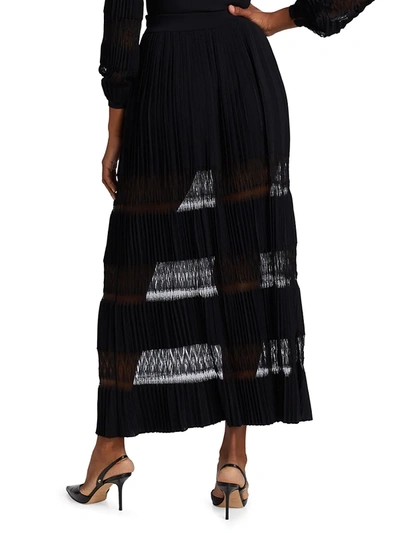 Shop Ala A Knit & Lace Pleated Skirt In Noir