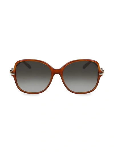 Shop Ferragamo Women's Vara 57mm Square Sunglasses In Tortoise