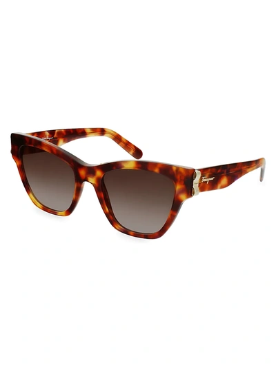 Shop Ferragamo Women's Vara 53mm Cat Eye Sunglasses In Black