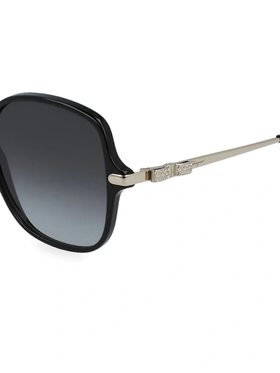 Shop Ferragamo Women's Vara 57mm Square Sunglasses In Black