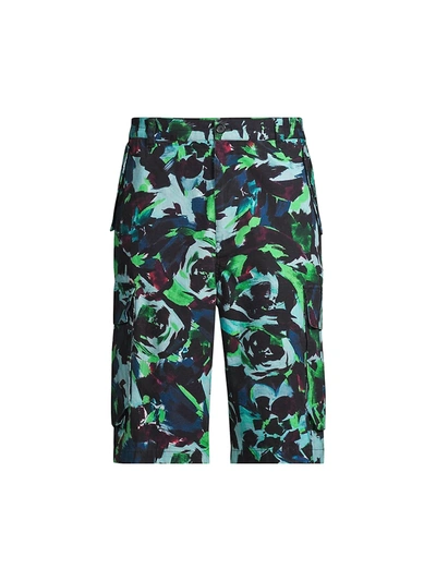 Shop Kenzo Printed Cargo Shorts In Grass Green