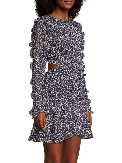 Shop Fame And Partners Women's Kye Floral Ruffle Dress In Meadowlark Navy