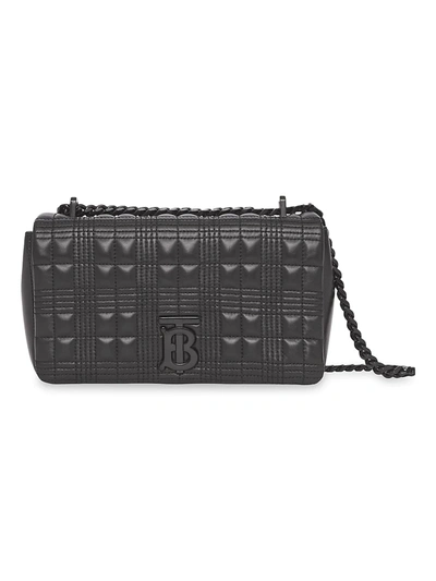 Shop Burberry Women's Small Lola Tb Tonal Quilted Leather Shoulder Bag In Black