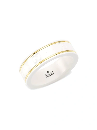 Shop Gucci Men's Icon Ring With Star Motif In White