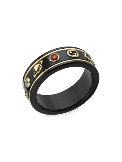Shop Gucci Men's 18k Yellow Gold Icon Ring With Star Detail
