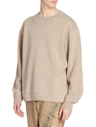 Shop Dries Van Noten Lambswool Crewneck Sweater In Natural