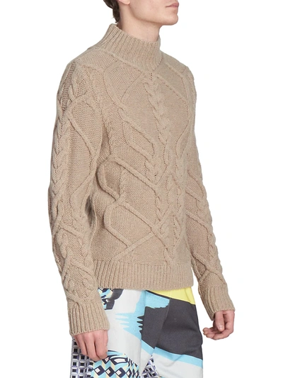 Shop Dries Van Noten Aran-knit Lambswool Turtleneck Sweater In Natural