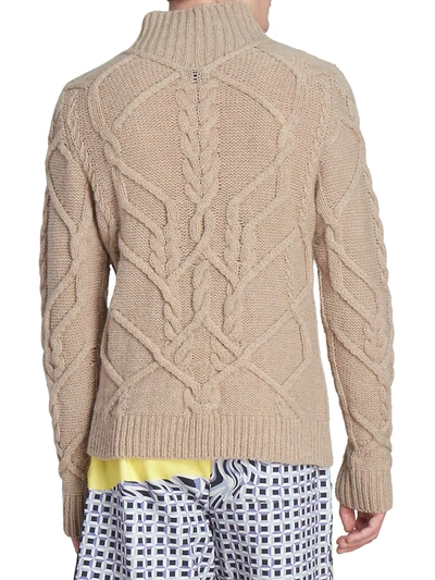 Shop Dries Van Noten Aran-knit Lambswool Turtleneck Sweater In Natural