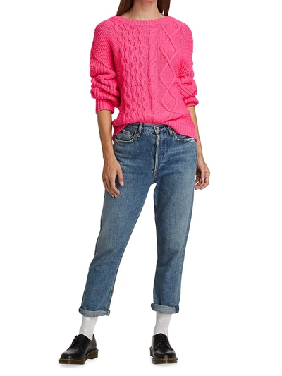 Shop Free People Dream Mixed-knit Sweater In Hibiscus Highlight