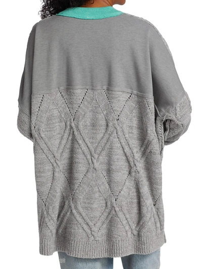 Shop Free People Olympia Cable-knit Oversized Sweater In Grey Combo