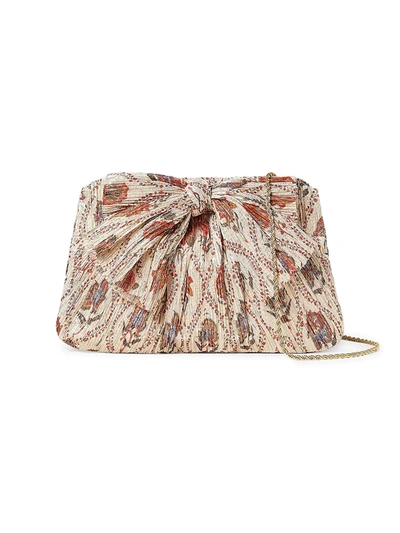 Shop Loeffler Randall Rayne Bow Floral-print Pleated Frame Clutch In Bloom Floral