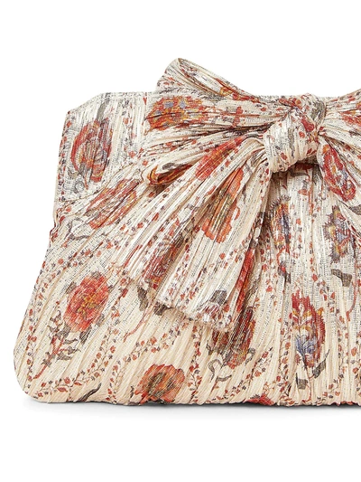 Shop Loeffler Randall Rayne Bow Floral-print Pleated Frame Clutch In Bloom Floral