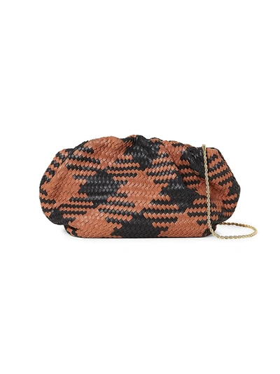 Shop Loeffler Randall Women's Thin Weave Check Leather Clutch In Black Timber