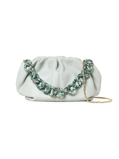 Shop Loeffler Randall Mini Oversized Gathered Leather Clutch In Sage