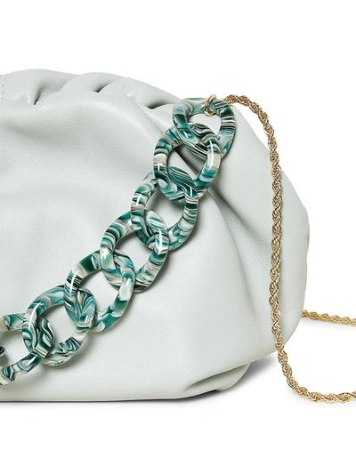 Shop Loeffler Randall Mini Oversized Gathered Leather Clutch In Sage