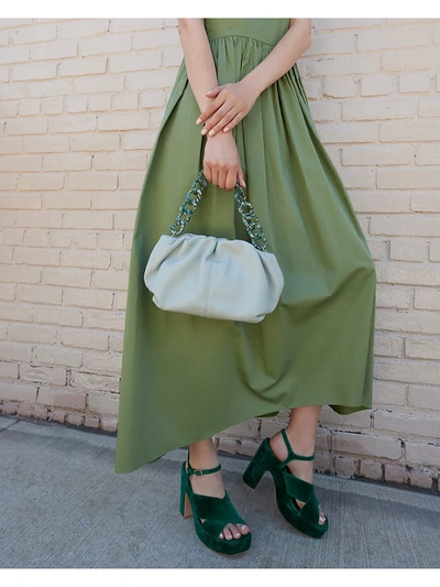 Shop Loeffler Randall Mini Oversized Gathered Leather Clutch In Sage