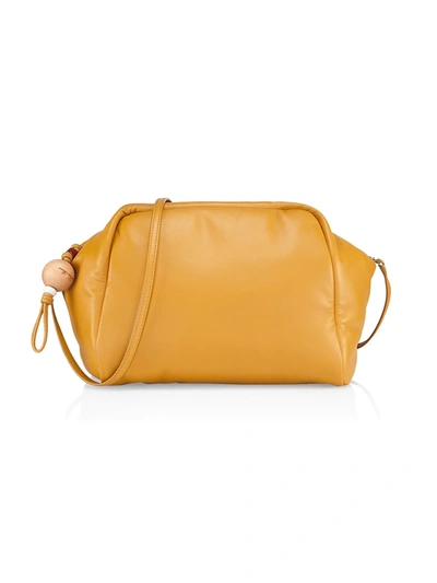Shop Loro Piana Women's Puffy Leather Pouch In Citrine