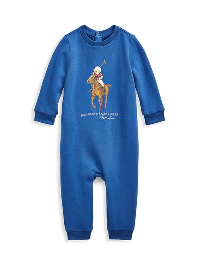 Shop Ralph Lauren Baby Boy's Polo Bear Coveralls In Blue
