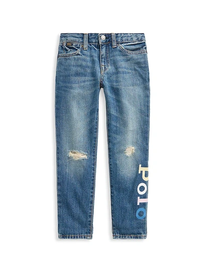 Shop Polo Ralph Lauren Little Girl's Astor Slim Boyfriend Jeans In Blue