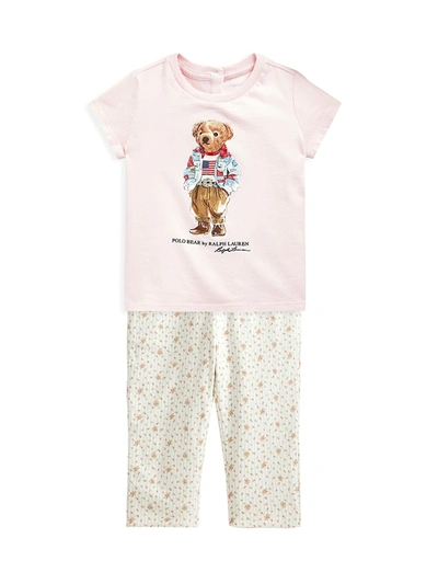 Shop Ralph Lauren Baby Girl's Polo Bear T-shirt In Hint Of Pink