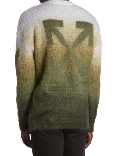 Shop Off-white Brushed Knit Crewneck Sweater In Green