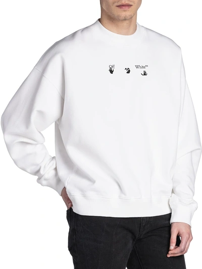 Shop Off-white Men's Arrow Marker Logo Cotton Sweatshirt In White Black