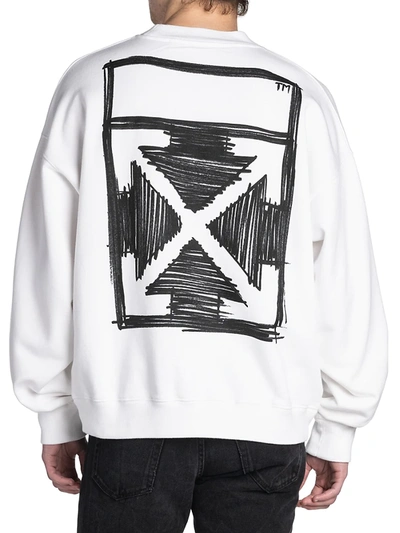 Shop Off-white Men's Arrow Marker Logo Cotton Sweatshirt In White Black