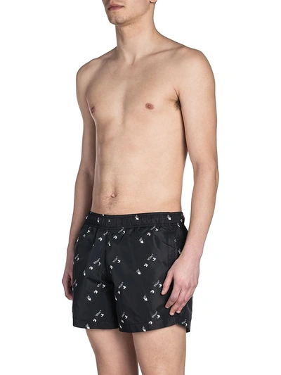 Shop Off-white Logo Swim Trunks In Black White