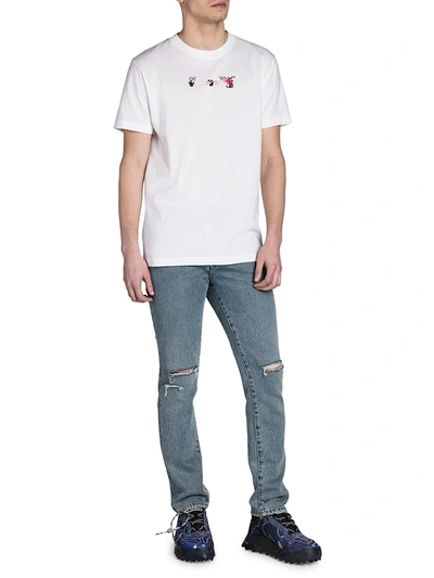 Shop Off-white Distressed Skinny Jeans In Bleach Indigo