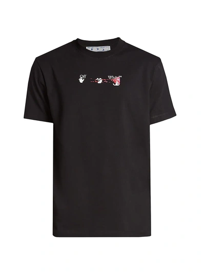 Shop Off-white Logo-print Cotton T-shirt In Black Fuchsia
