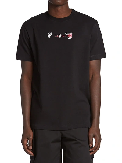 Shop Off-white Logo-print Cotton T-shirt In Black Fuchsia