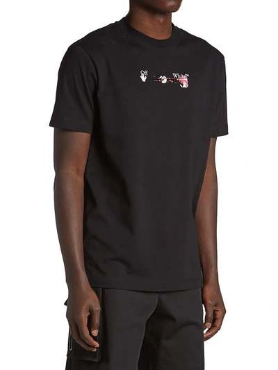 Shop Off-white Logo-print Cotton T-shirt In Black Fuchsia
