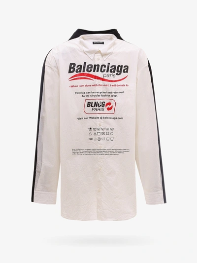 Balenciaga Recycle-print Cotton-poplin And Jersey Sweatshirt In White |  ModeSens