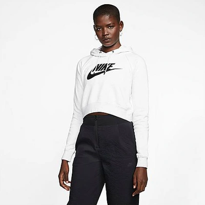 Shop Nike Women's Sportswear Essential Cropped Hoodie In Birch Heather/black