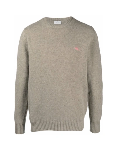 Shop Etro Crew Neck Multiyarn Sweater In Beige